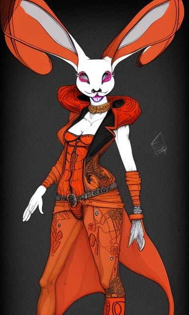 Inkpunk Rabbit Cultist Priestess Concept Art