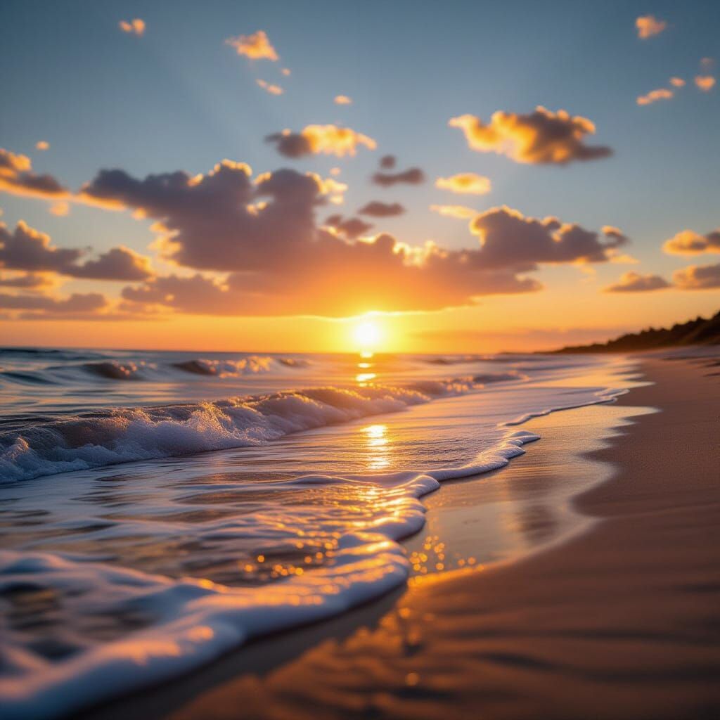 Breathtaking Sunset Over Tranquil Beach