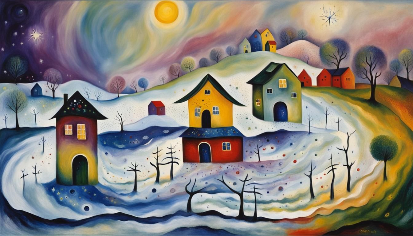 Hallucinatory Starfield in Naive Art Style