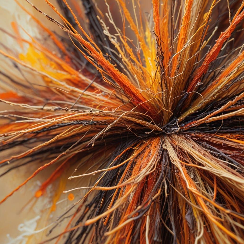 Abstract Expressionist Threads in Earthy Tones with Orange