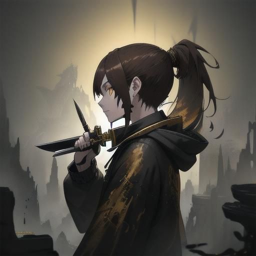 Girl with Knife: Detailed Matte Painting