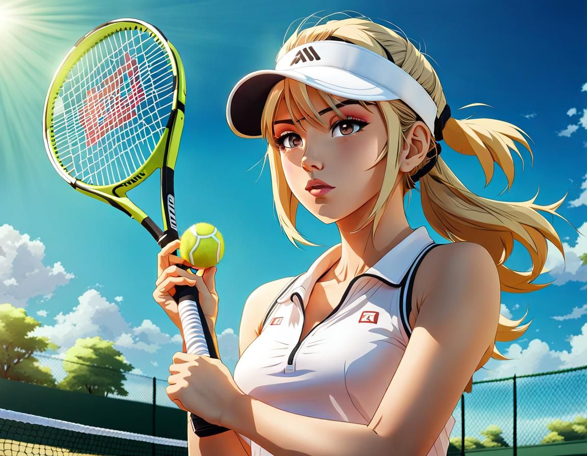 Anime Style Tennis Player in Midday Sun