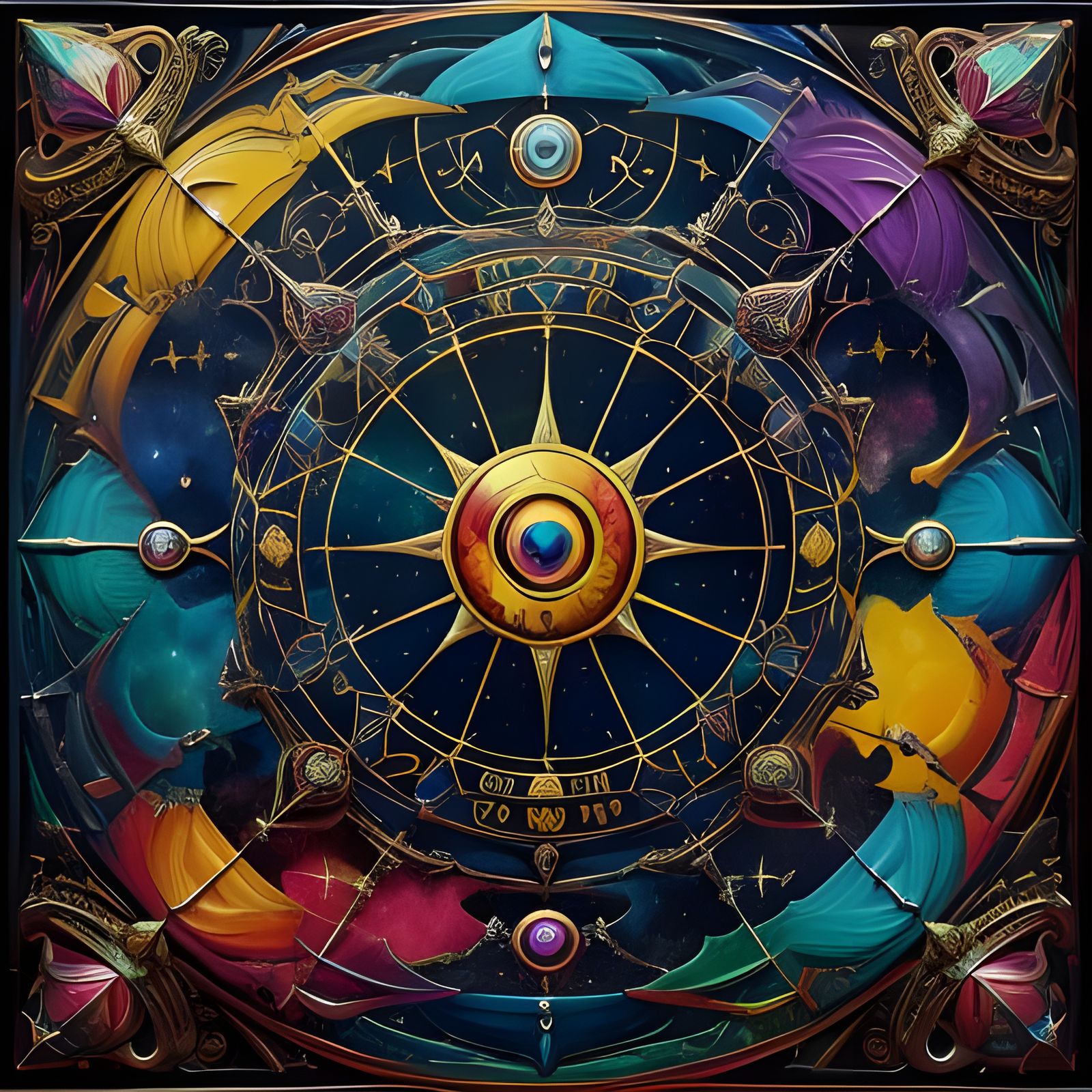 Surreal Zodiac Chart with Angelic Imagery