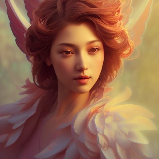 Sakura Angel Portrait in Art Nouveau Style