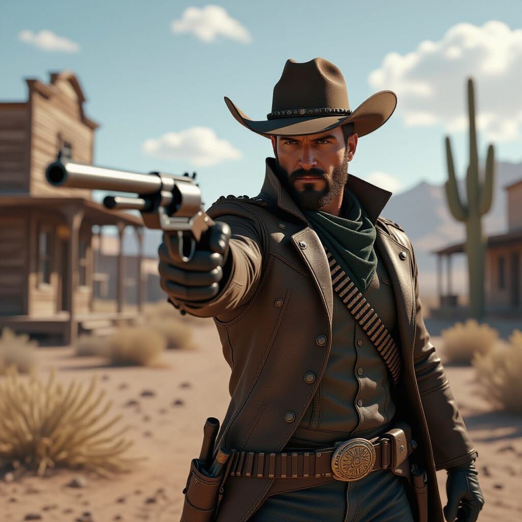 Futuristic Texas Ranger in Sci-Fi Ghost Town