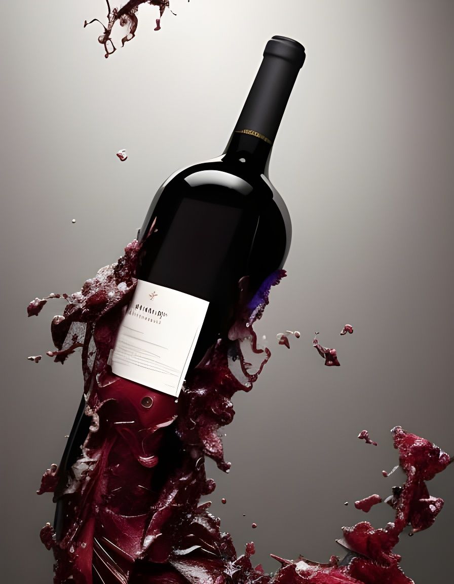 Shattered Wine Bottle in Detailed Gouache Painting