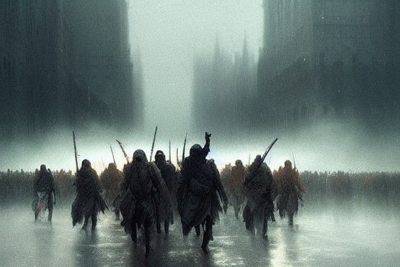 Solemn March of Souls: Dark Academia Digital Painting