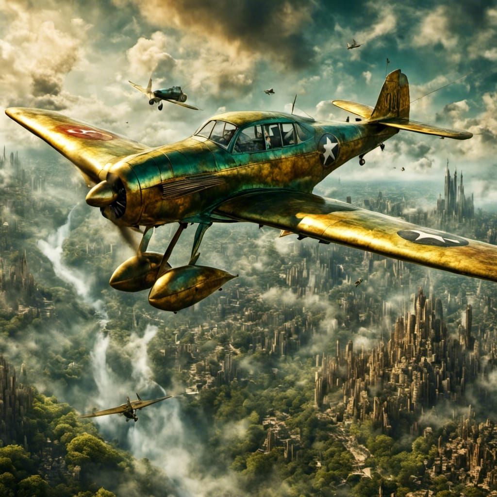 WWII P51 Over Emerald City with Scarecrow Pilot