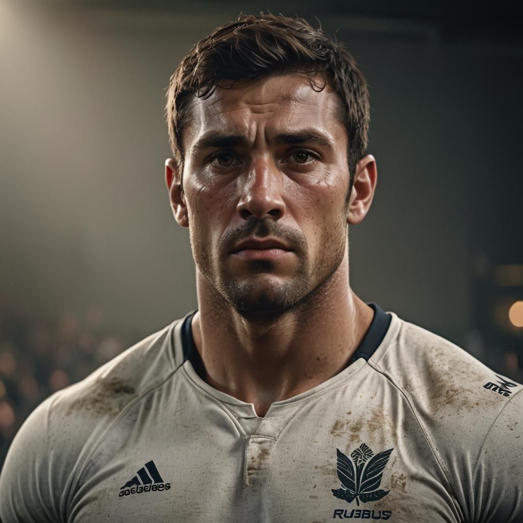 Cinematic Portrait of a Rugby Player in Atmospheric Lighting