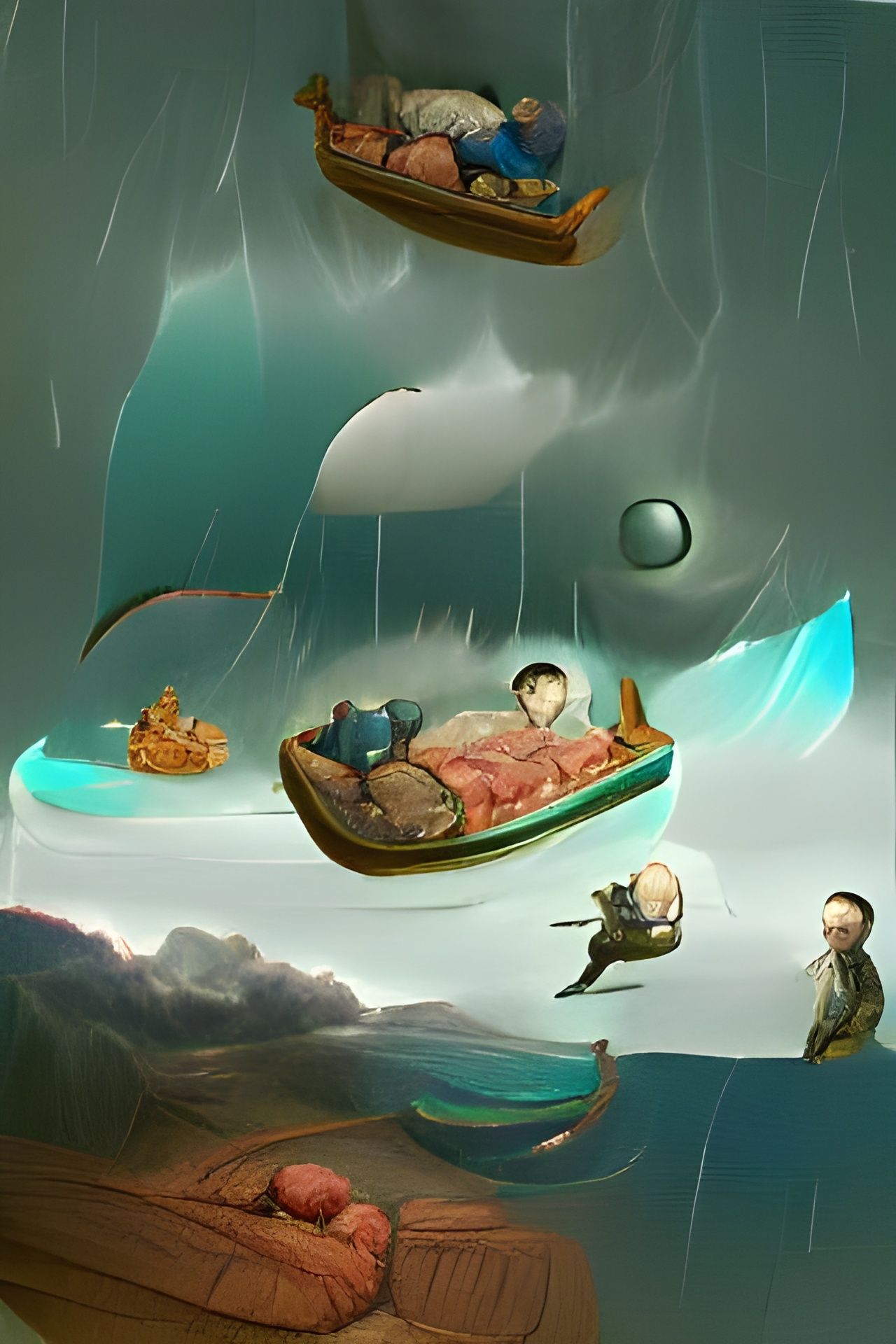 Child's Dream: Bed on a Stormy Sea