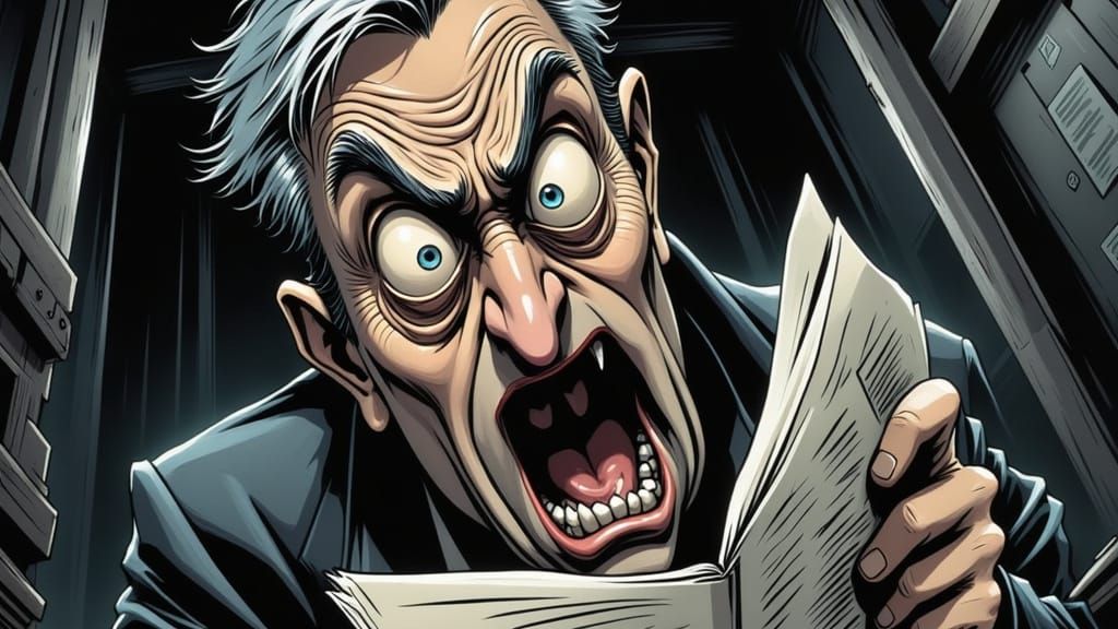 Man Overwhelmed with Fear in Comic Book Style