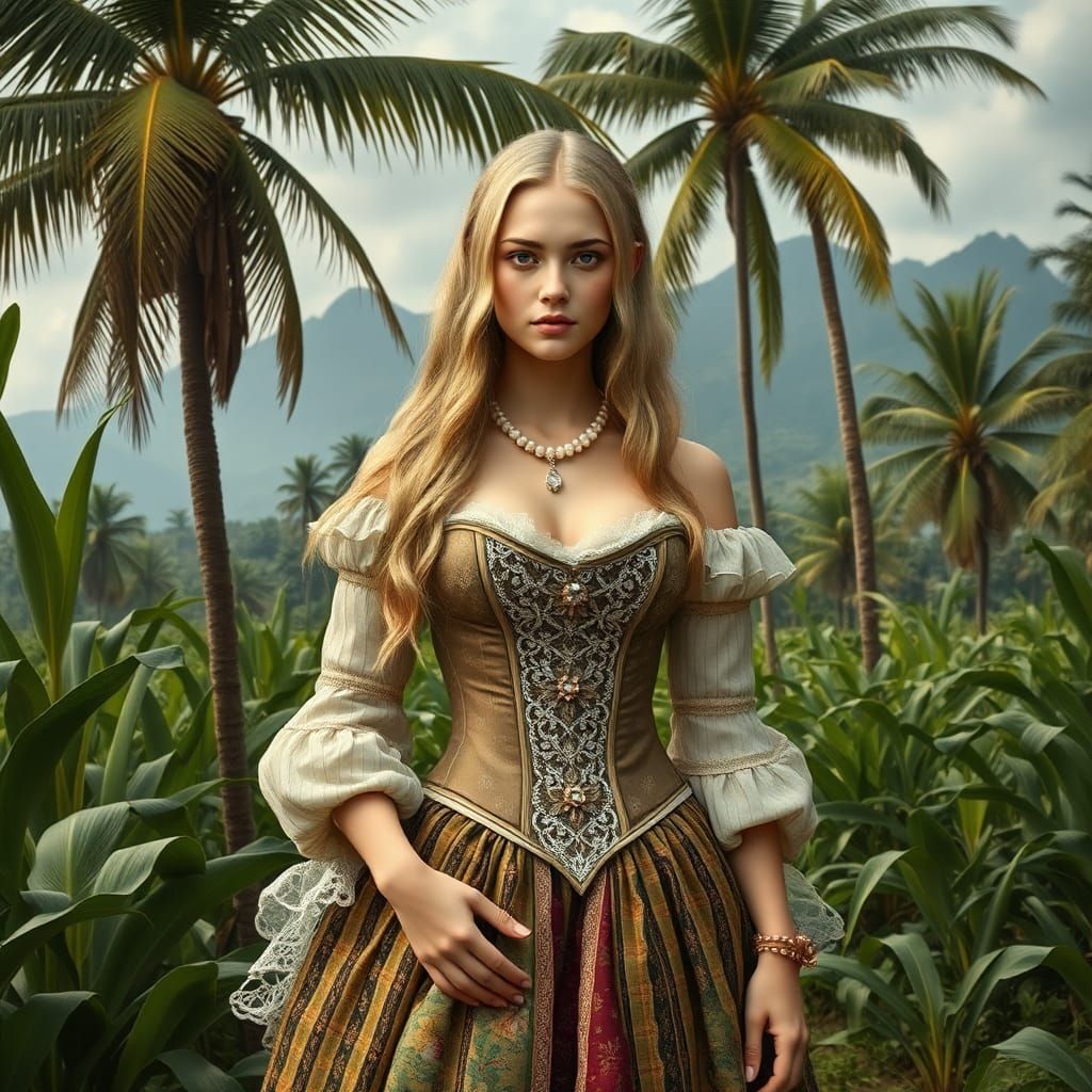 Elegant Woman in 17th Century Sugar Plantation
