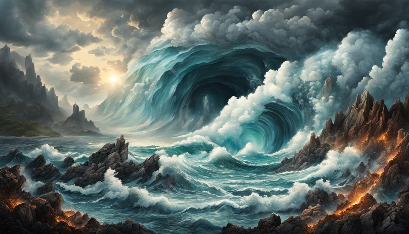 Surreal Cosmic Landscape of Sea, Sky, and Earth