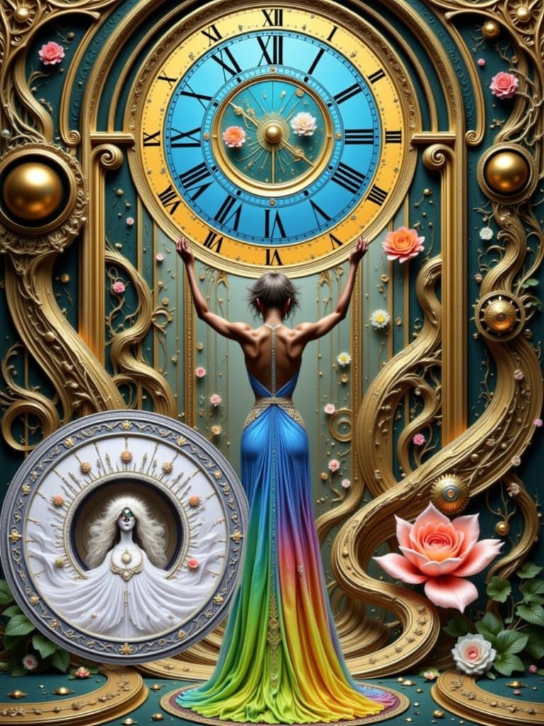 Time Goddess in Art Nouveau Hyperrealism