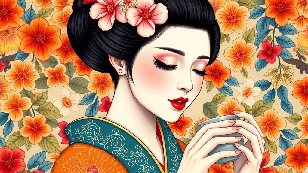Hyper Realistic Geisha in Traditional Japanese Kimono