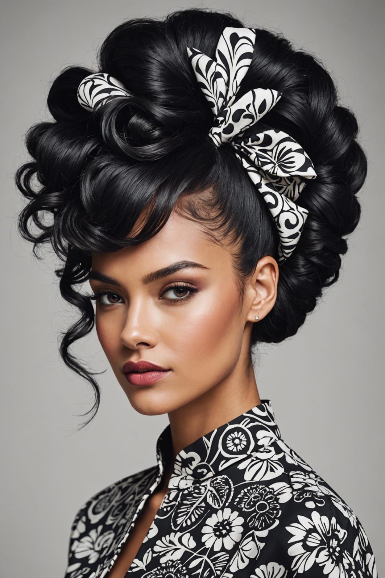 Fashion, gelliprint, hairdo