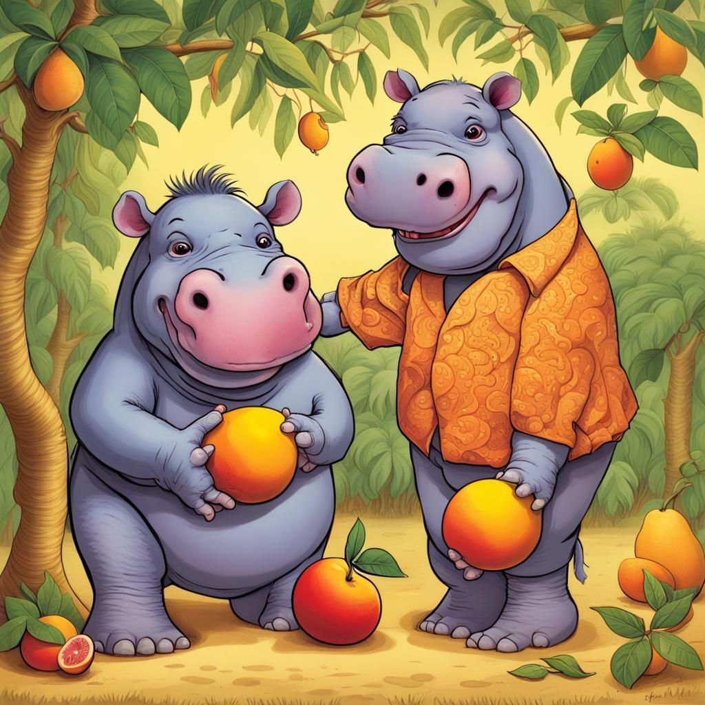 Dancing Hippo with Tropical Fruit Tango