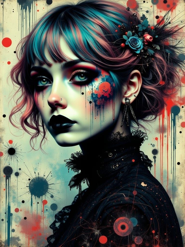 Gothic Abstract Portrait of a Melancholic Woman