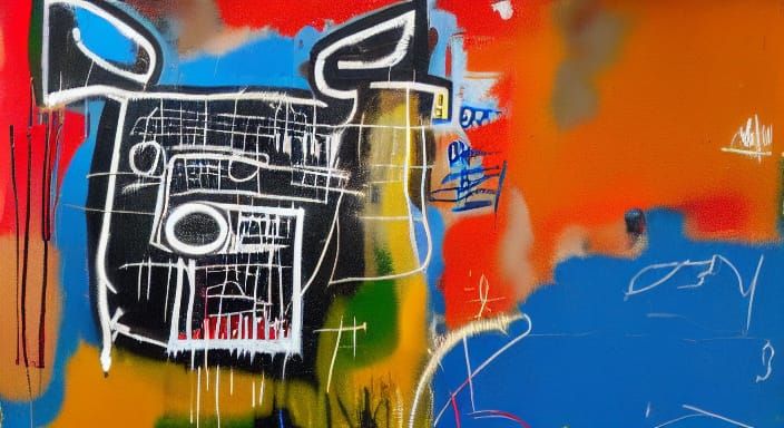 Boy and Dog in Landscape, Neo-Expressionist Style