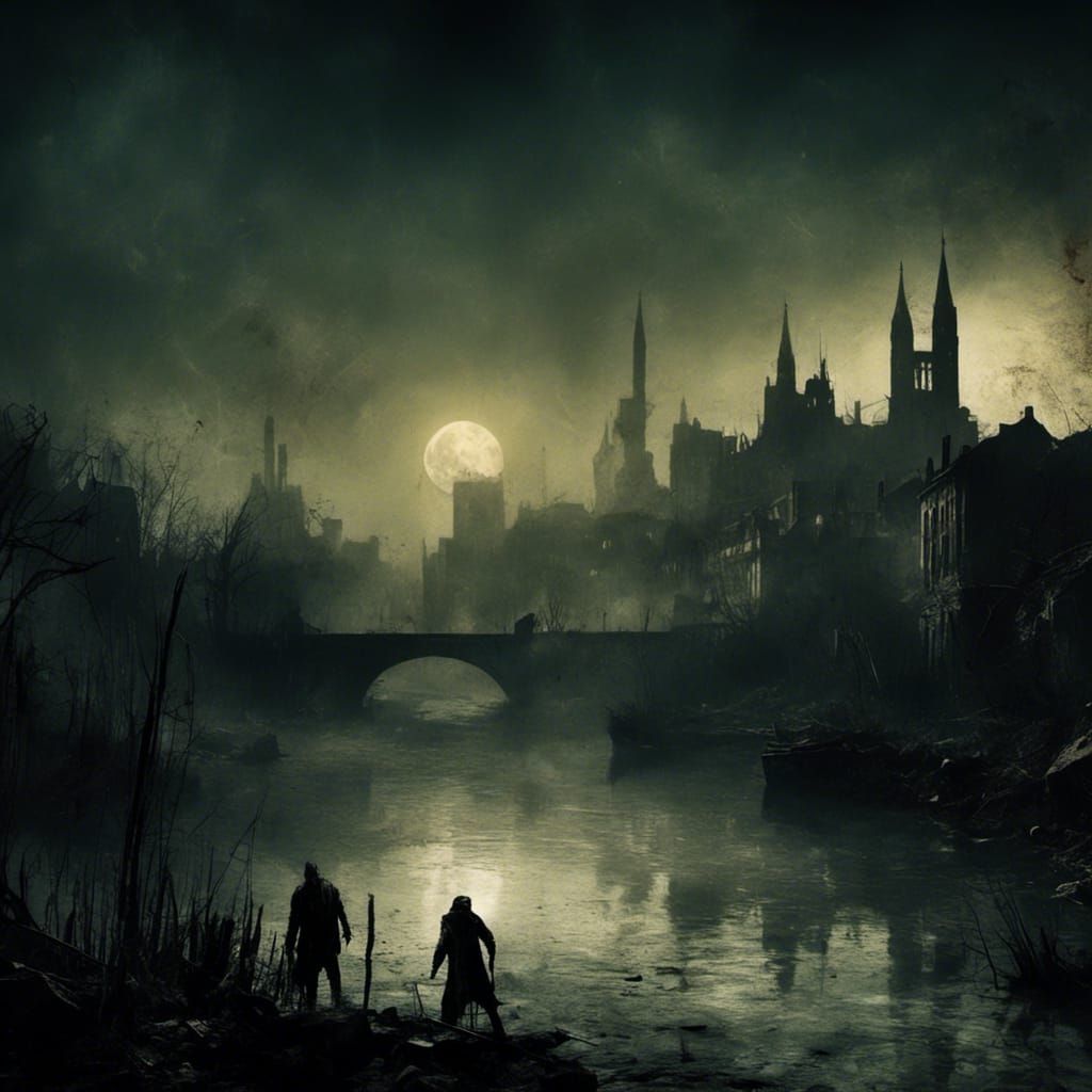 Macabre Arkham City Silhouette at Night