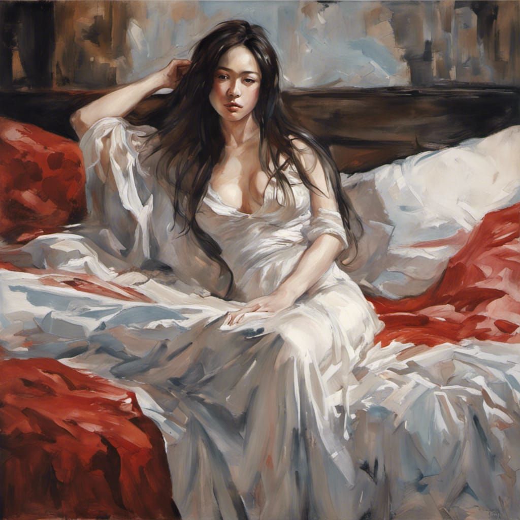 Portrait of Alluring Woman in Sheer Nightdress