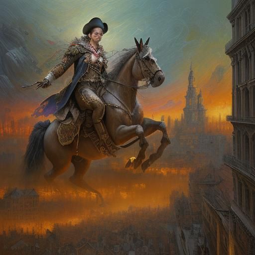 Revolution Scene in Expressionist Oil Painting Style