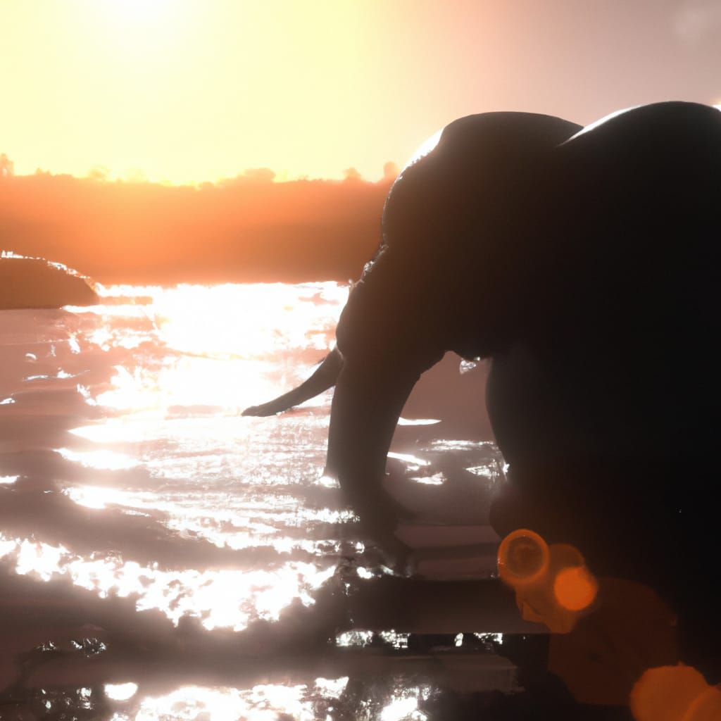 Elephant Melting in River: Realistic 4K Rendering
