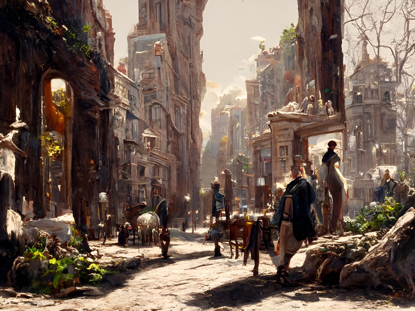 Utopian New York City Street, Old Master Painting