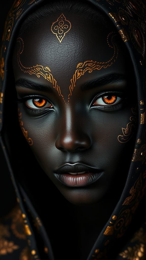 Enigmatic Copper Beauty with Amber Eyes