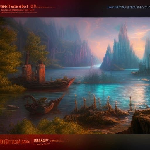 Fantastical Crystal Lake Matte Painting in Deep Color