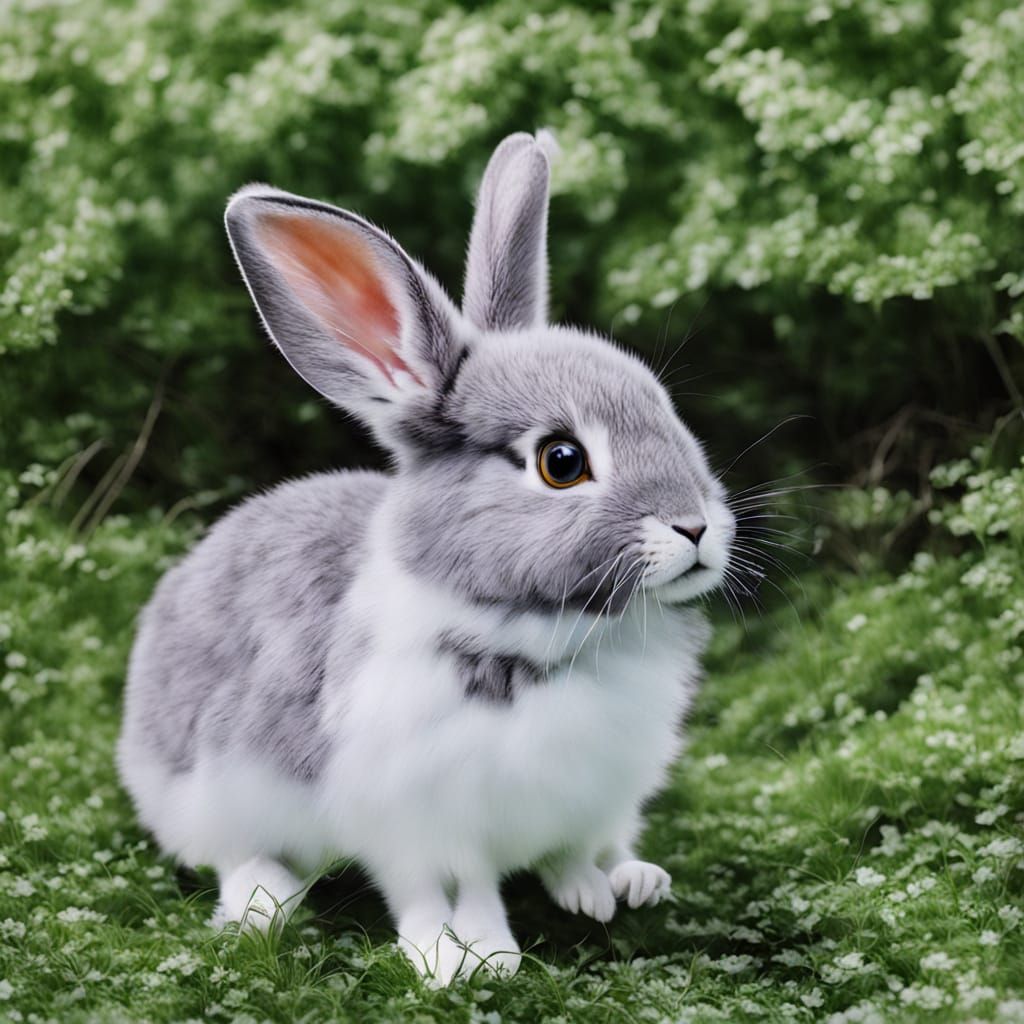 Whimsical Portrait of a Small Rabbit Holding an Egg