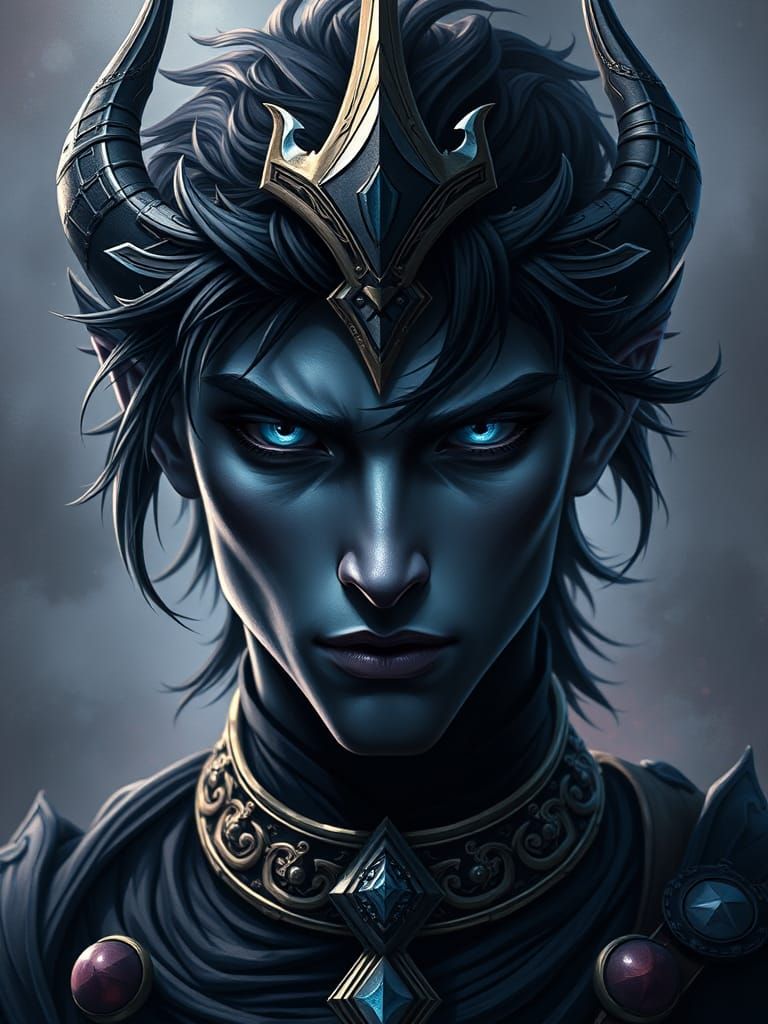 Regal Drow King in Art Nouveau-Inspired Concept Art