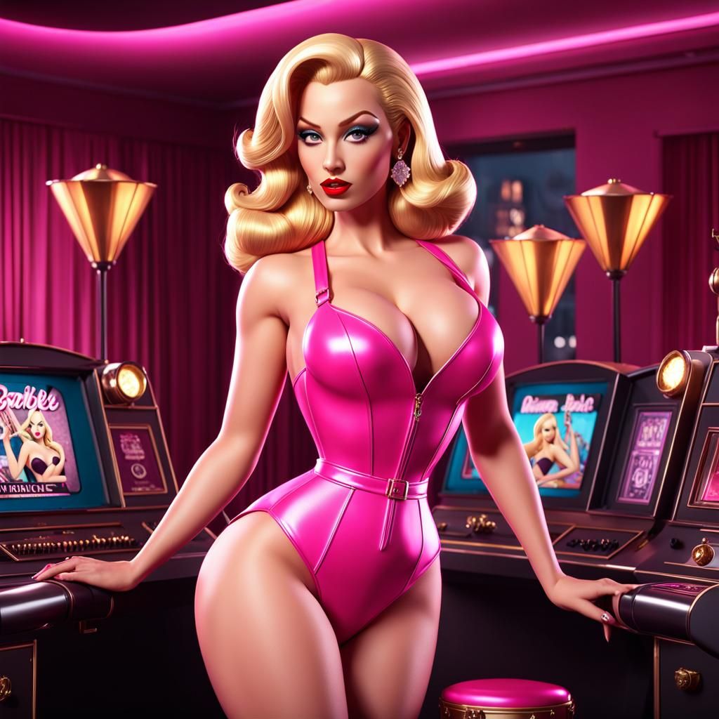 Blonde Bombshell in Pink: 3D Game Cinematic Illustration