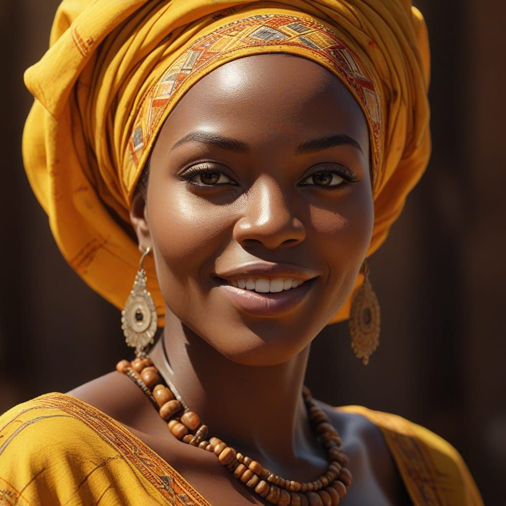 Beautiful African Woman Portrait in Photorealistic Style