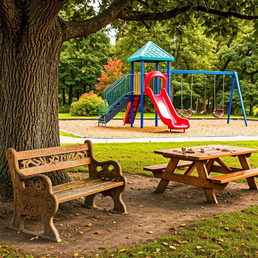 Tranquil Park Scene with Playground