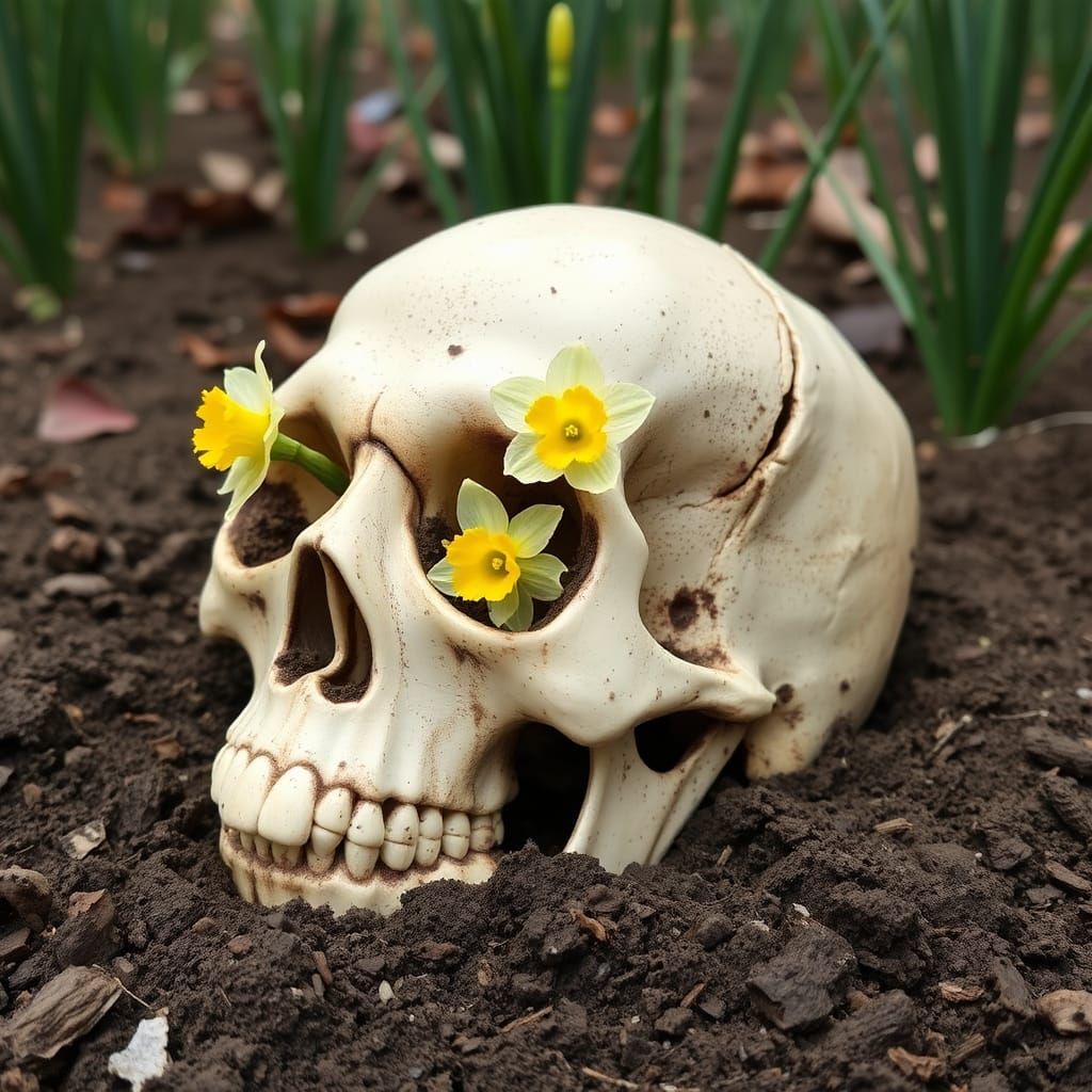 Daffodil Bulbs in Skull Sockets: Life and Death