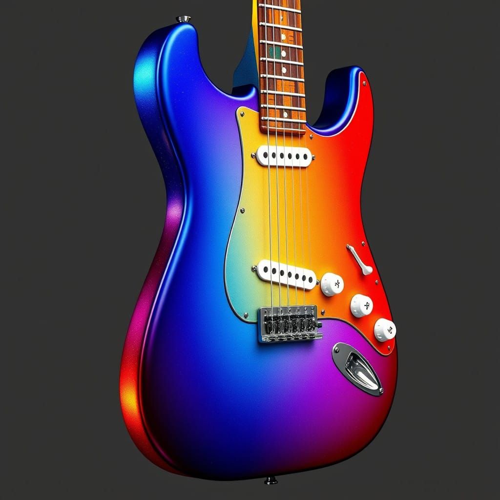 Vibrant Fender Stratocaster in Electric Blue and Red with Ir...
