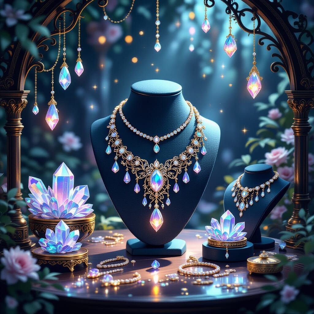 Ethereal Twilight Jewelry Shop with Celestial Motifs