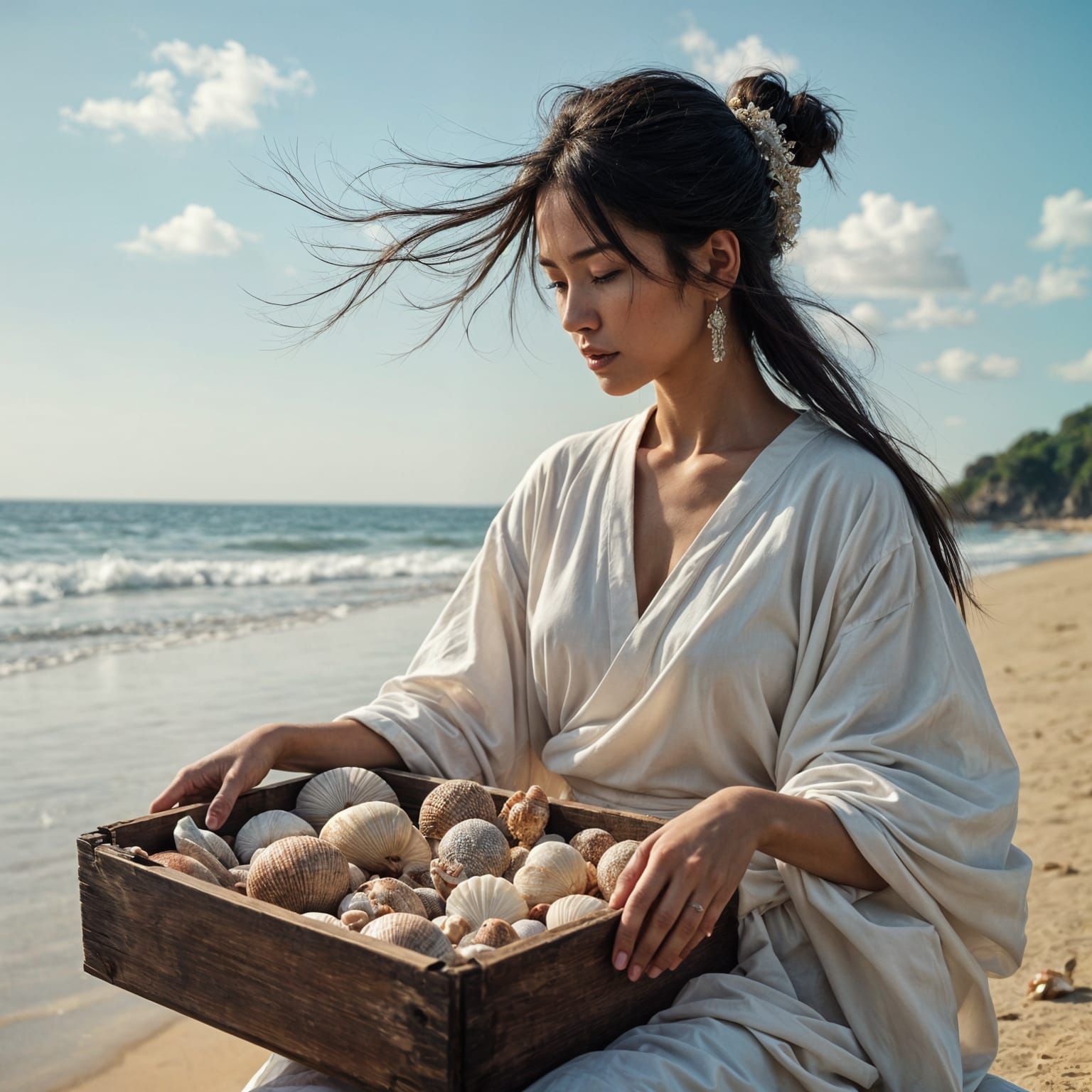 Ethereal Beachside Vixen Offers Seashells