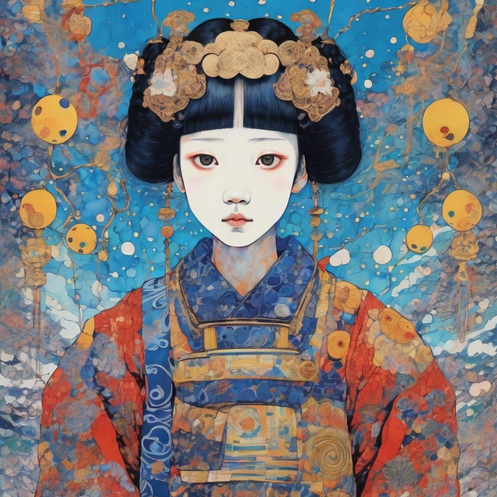 Batik Art of a Marionette in Maximalist Style