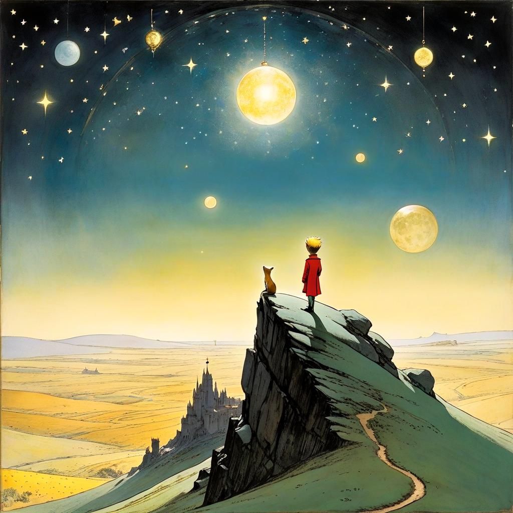 Little Prince Illustration in Watercolor Style