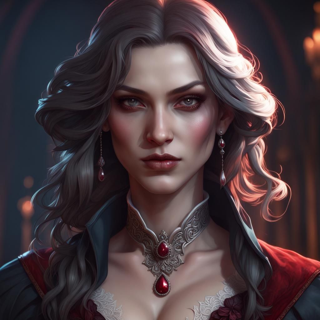 Beautiful Vampire Portrait in Hyperdetailed Style