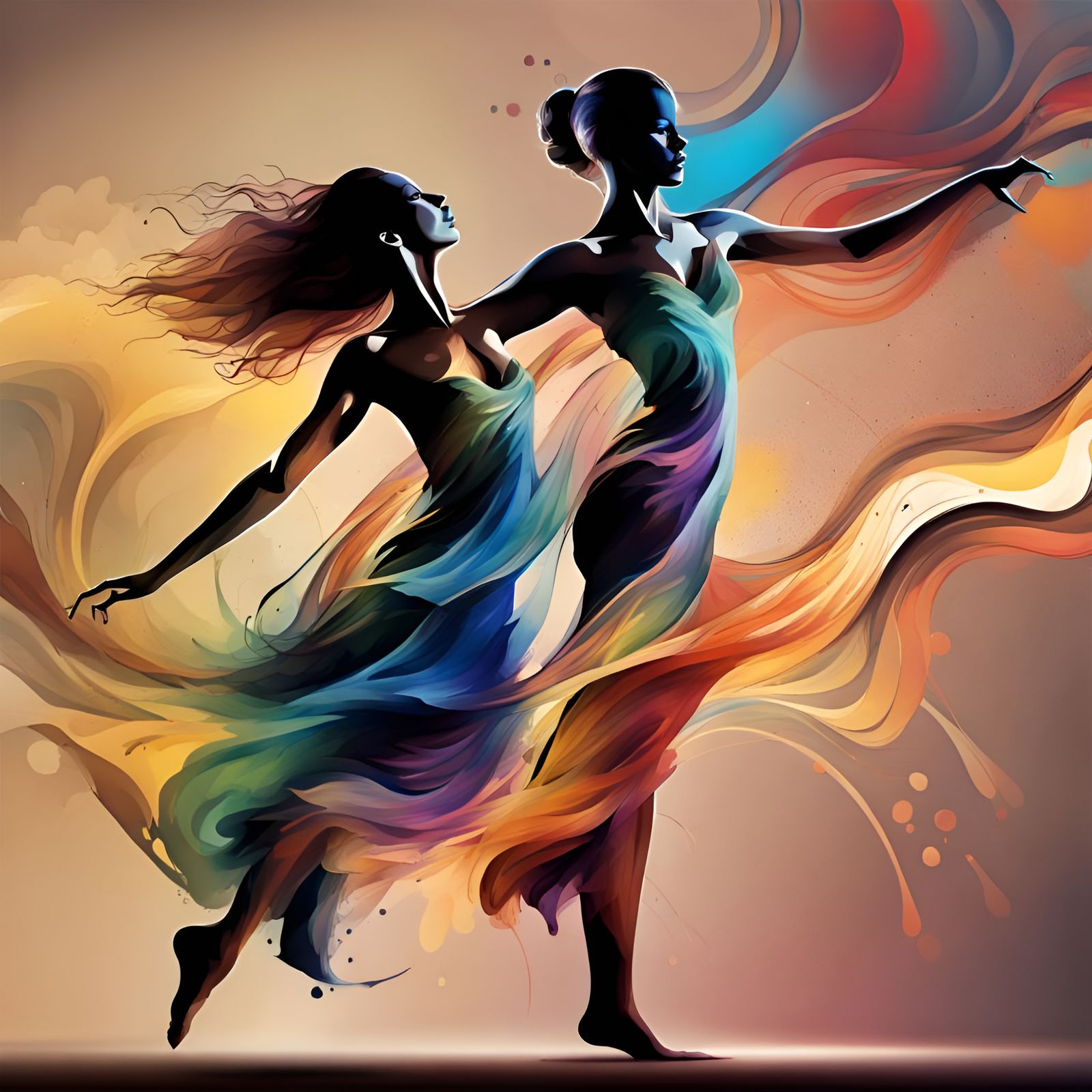 Dynamic Dancer in Watercolor Splash Art