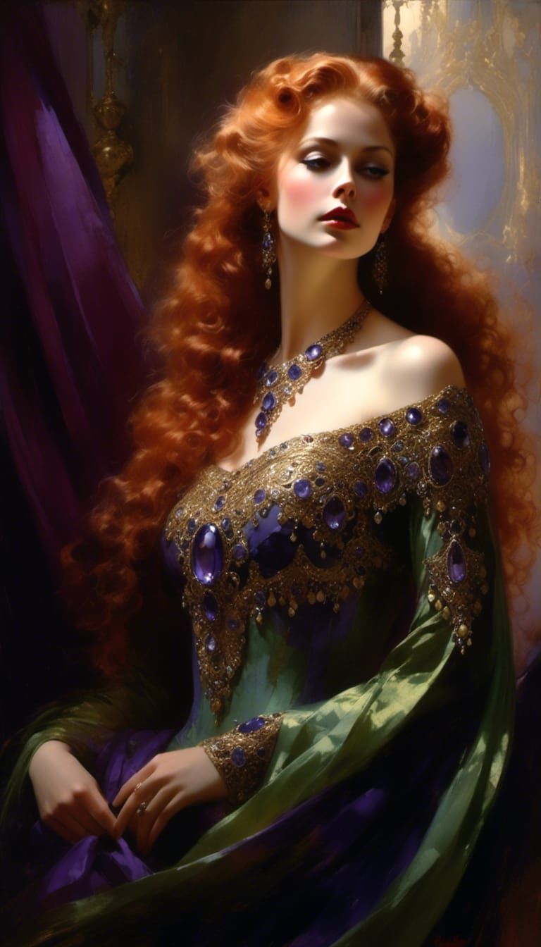 Gem-Encrusted Lady: A Digital Masterpiece