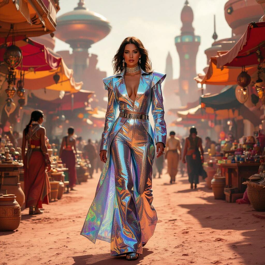 Crossdresser Strides Through Martian Marketplace: Cinematic ...