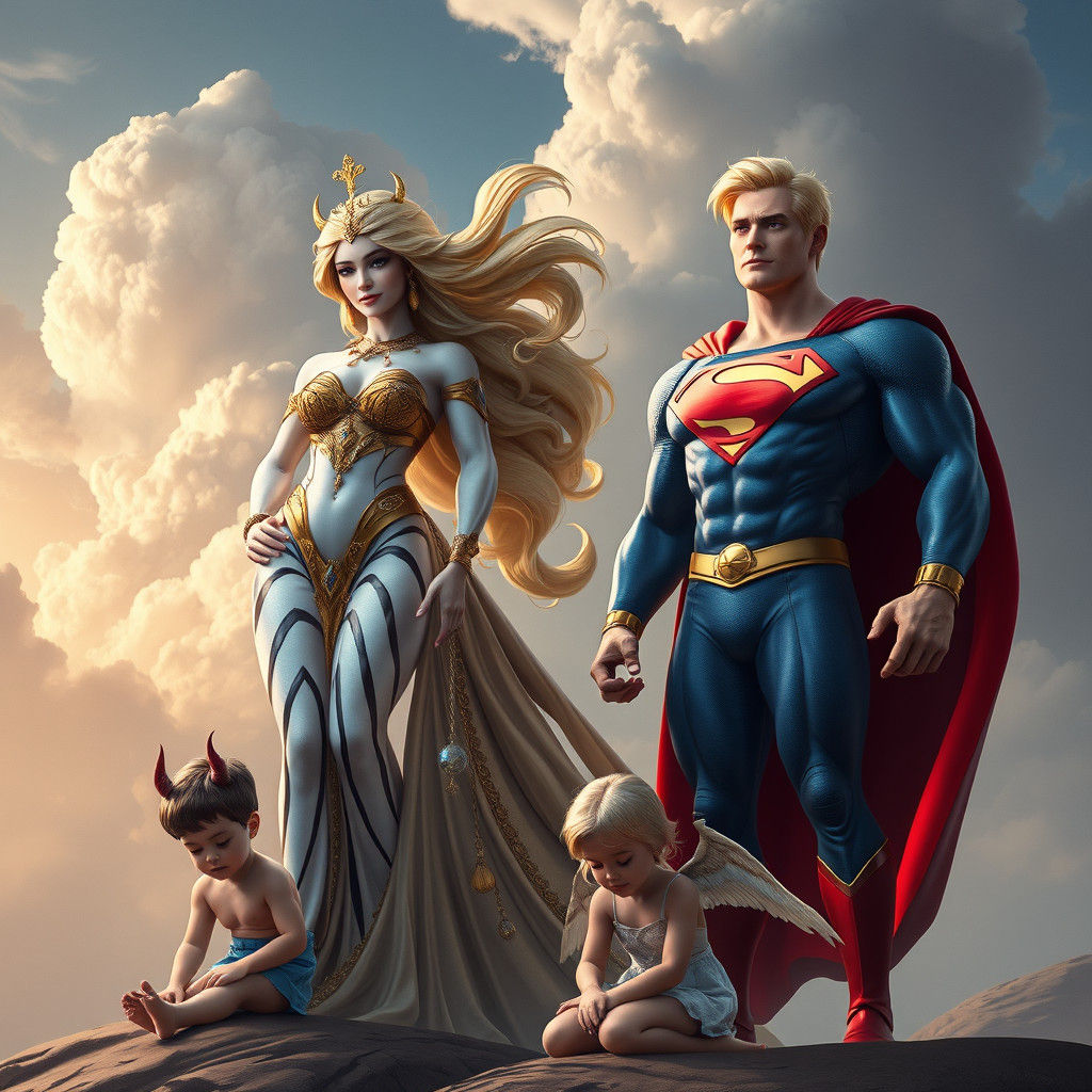 Mythological Superhero Family Fantasy Concept Art