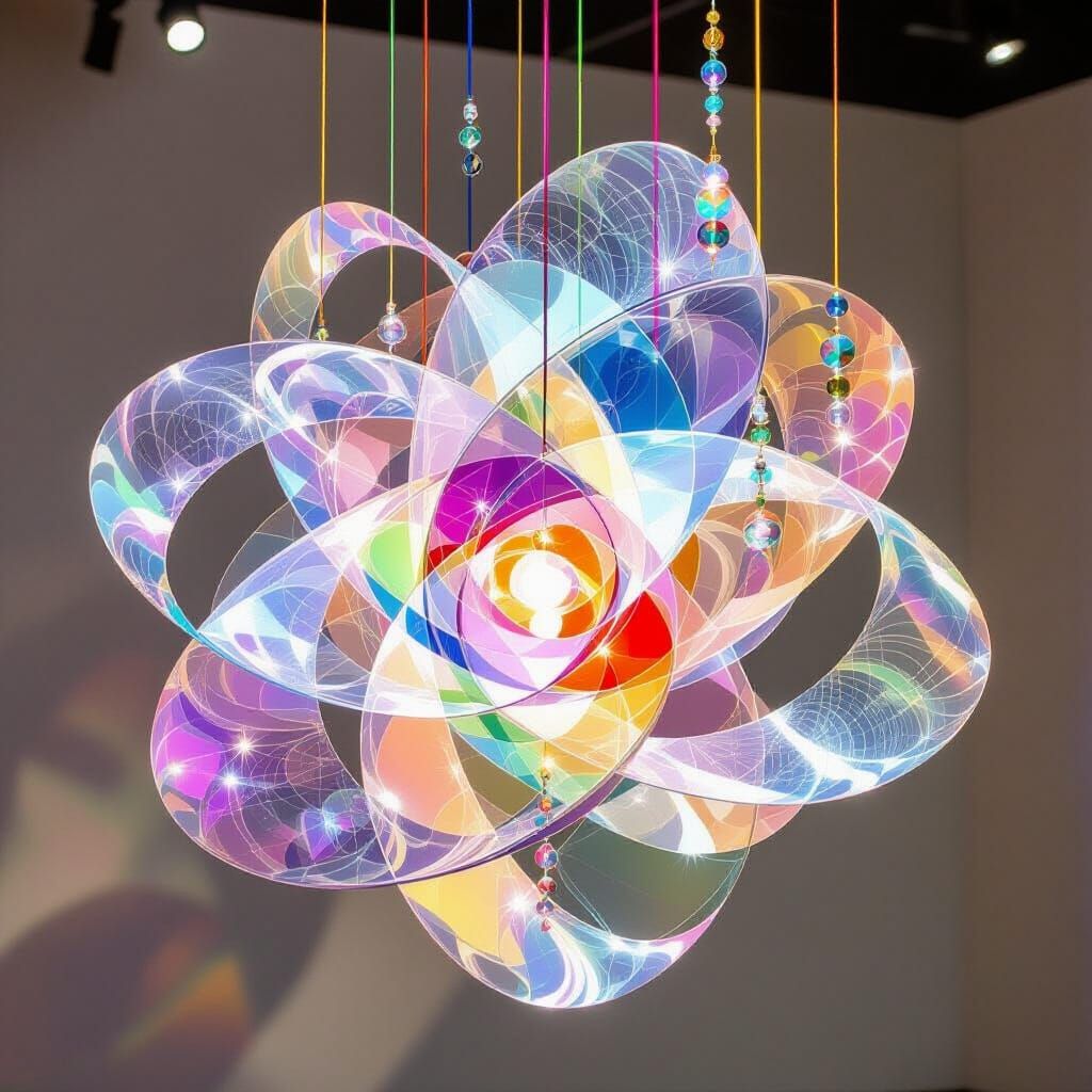Kaleidoscopic Mobile of Translucent Shapes