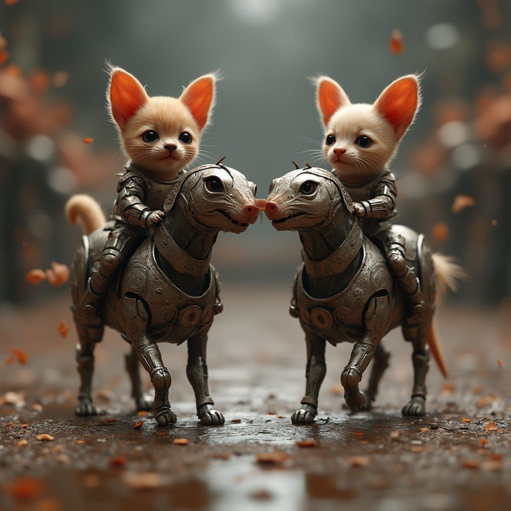 Surreal Mech Jousting Tournament with Animal Combatants