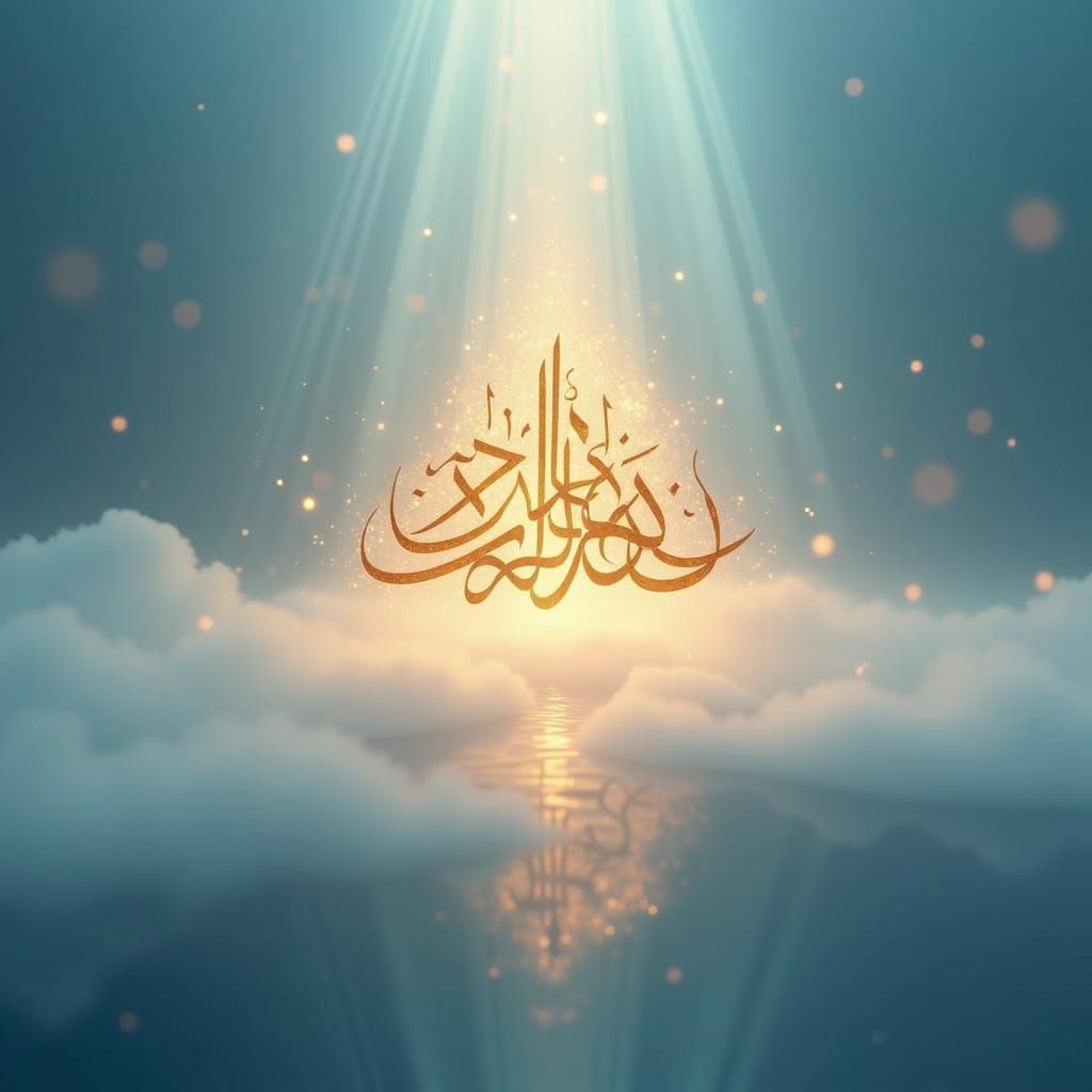 Ethereal Arabic Calligraphy in Radiant Light: Matte Painting