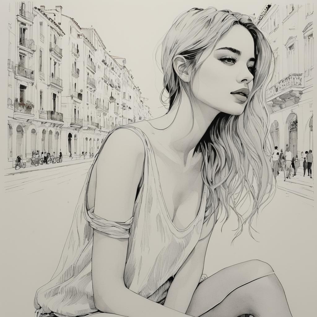 Venice in Pen and Watercolor Style